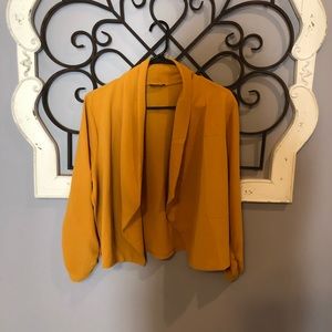 Mustard Color Semi-Seer collared Blazer/Cardigan